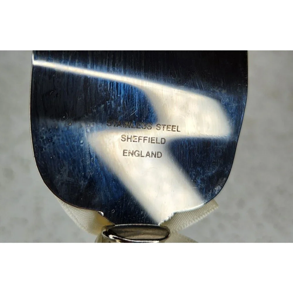 Sheffield Pie Server Floral Ceramic Handle Stainless Slicer Pink Blue Flowers